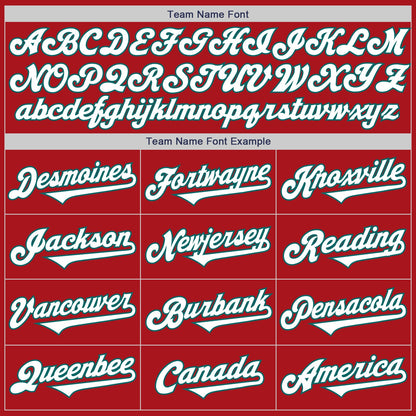 Custom Red White-Teal Authentic Two Tone Baseball Jersey - Sky-Custom