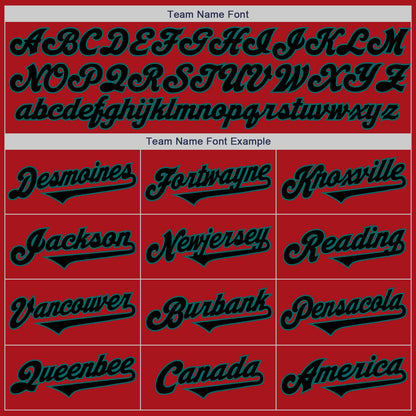Custom Red Black-Teal Authentic Two Tone Baseball Jersey - Sky-Custom