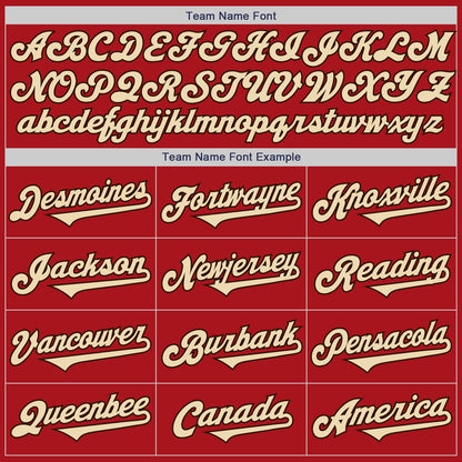 Custom Red Cream-Brown Authentic Two Tone Baseball Jersey - Sky-Custom