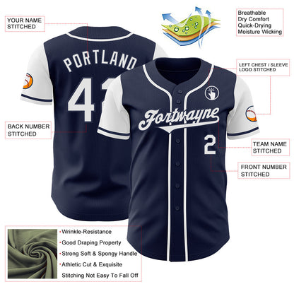 Custom Navy White Authentic Two Tone Baseball Jersey - Sky-Custom