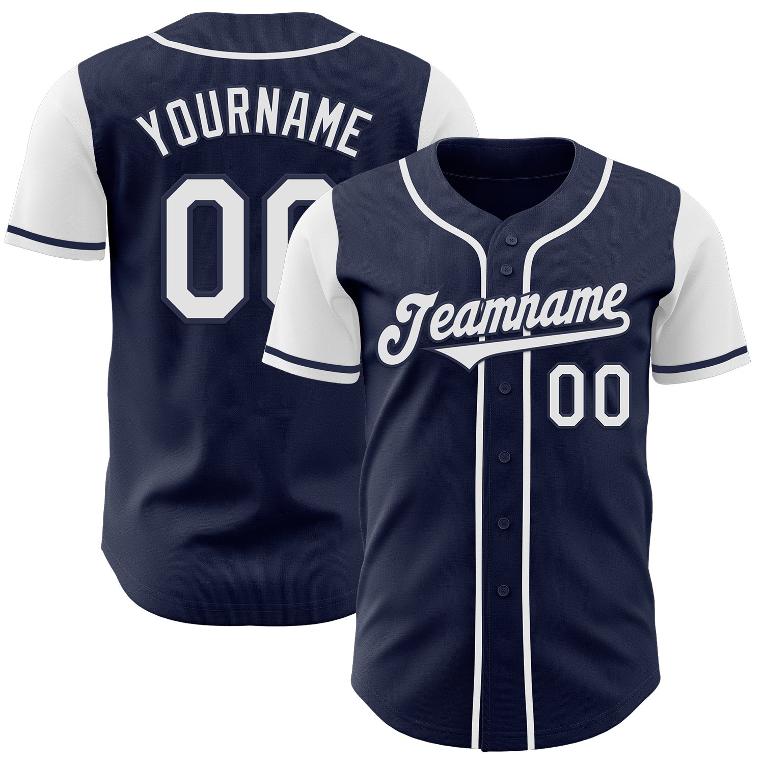 Custom Navy White Authentic Two Tone Baseball Jersey - Sky-Custom
