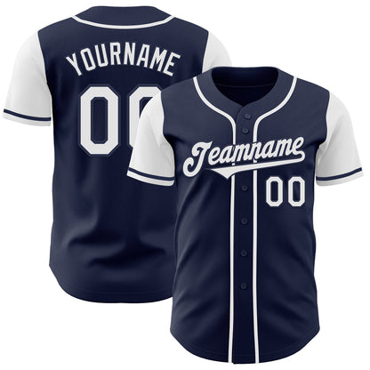 Custom Navy White Authentic Two Tone Baseball Jersey - Sky-Custom