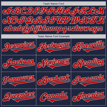 Custom Navy Red-Gray Authentic Two Tone Baseball Jersey - Sky-Custom