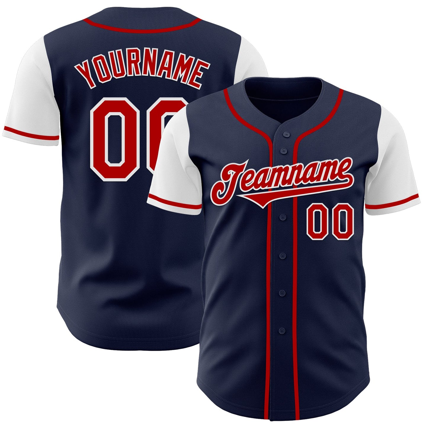 Custom Navy Red-White Authentic Two Tone Baseball Jersey - Sky-Custom