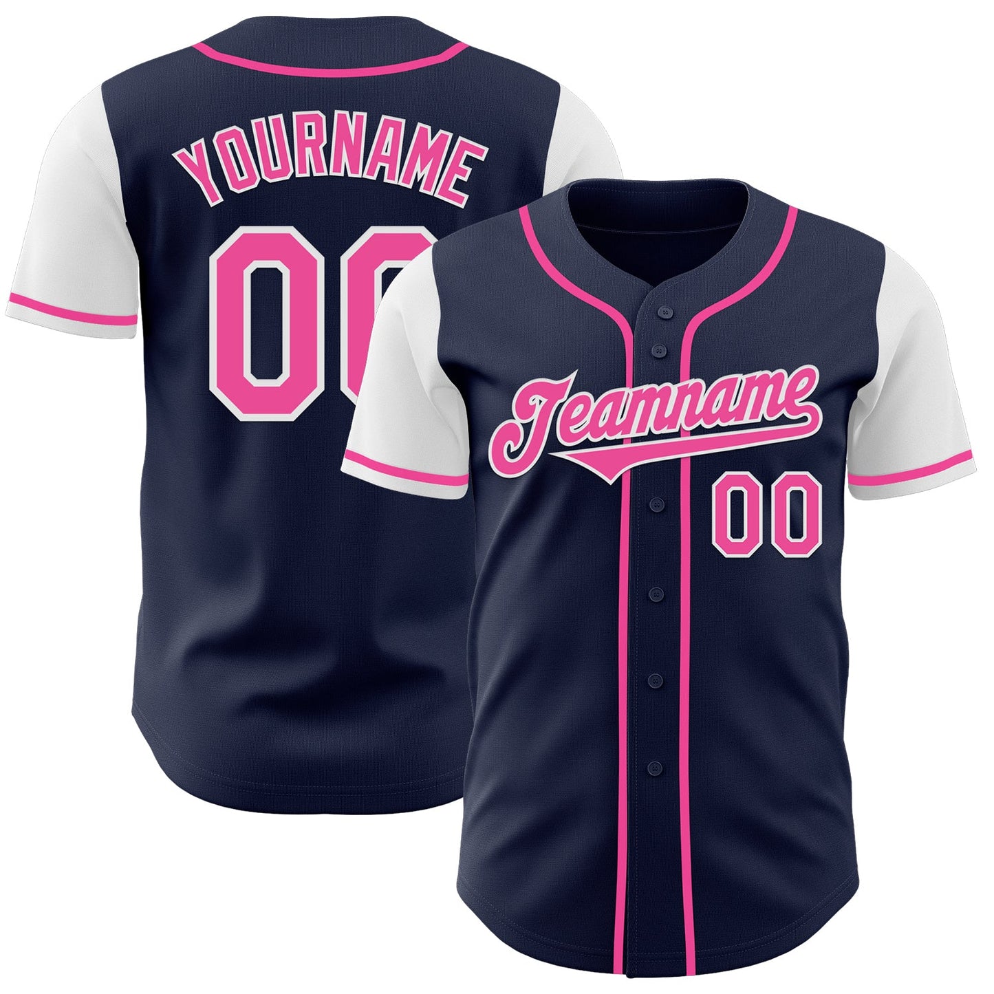 Custom Navy Pink-White Authentic Two Tone Baseball Jersey - Sky-Custom