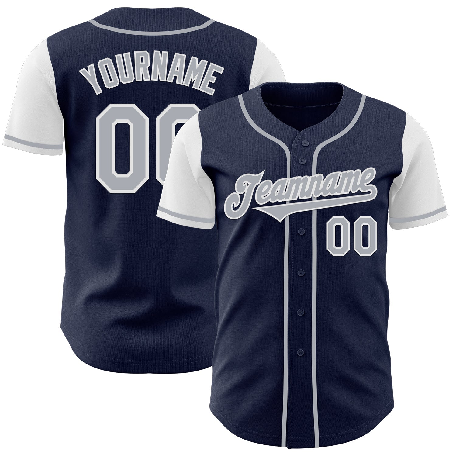 Custom Navy Gray-White Authentic Two Tone Baseball Jersey - Sky-Custom