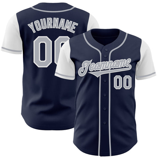 Custom Navy Gray-White Authentic Two Tone Baseball Jersey - Sky-Custom