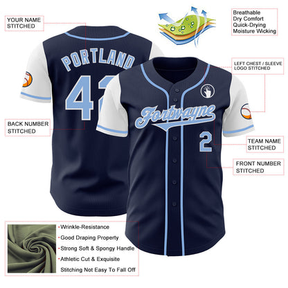 Custom Navy Light Blue-White Authentic Two Tone Baseball Jersey - Sky-Custom