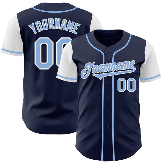 Custom Navy Light Blue-White Authentic Two Tone Baseball Jersey - Sky-Custom