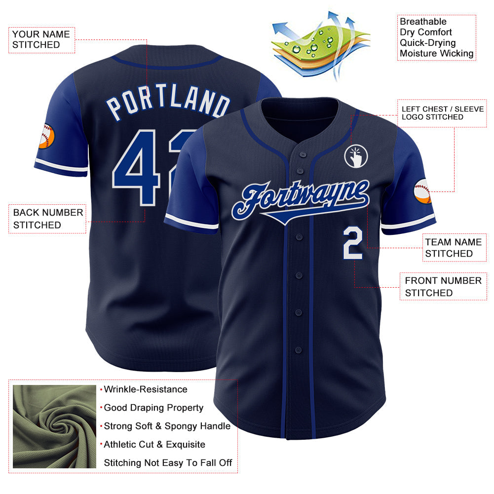 Custom Navy Royal-White Authentic Two Tone Baseball Jersey - Sky-Custom
