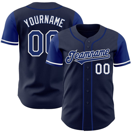 Custom Navy Royal-White Authentic Two Tone Baseball Jersey - Sky-Custom