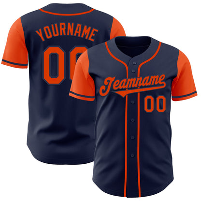 Custom Navy Orange Authentic Two Tone Baseball Jersey - Sky-Custom