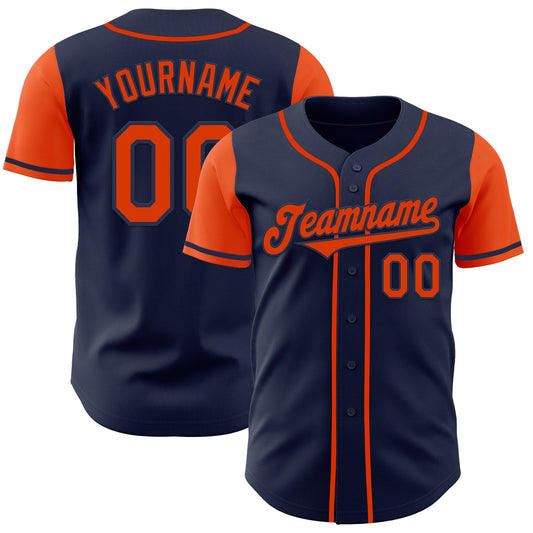 Custom Navy Orange Authentic Two Tone Baseball Jersey - Sky-Custom