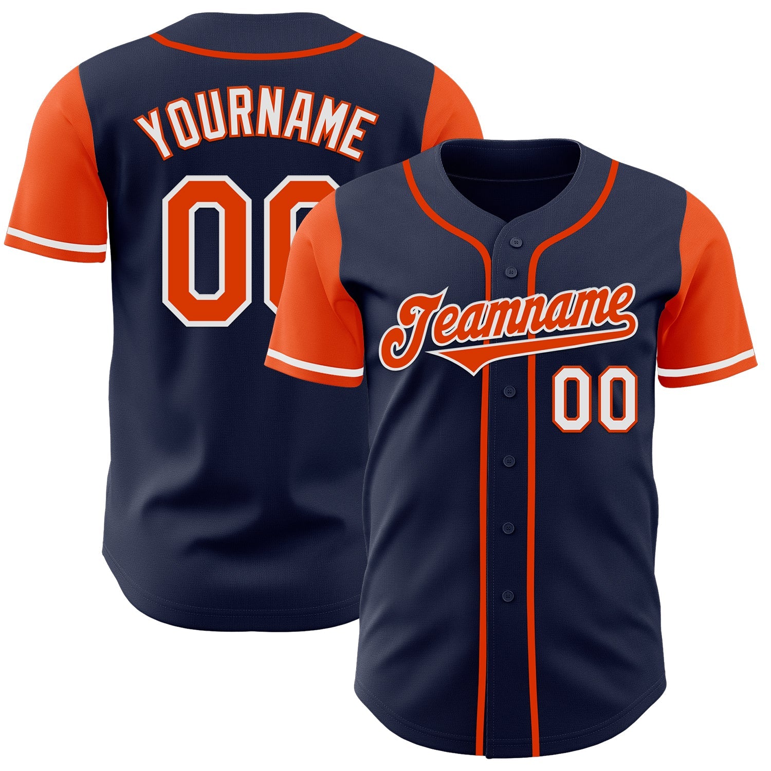 Custom Navy Orange-White Authentic Two Tone Baseball Jersey - Sky-Custom