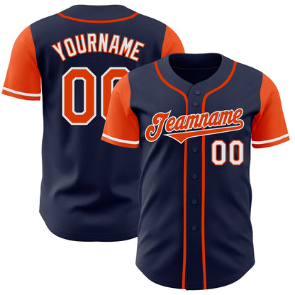 Custom Navy Orange-White Authentic Two Tone Baseball Jersey - Sky-Custom