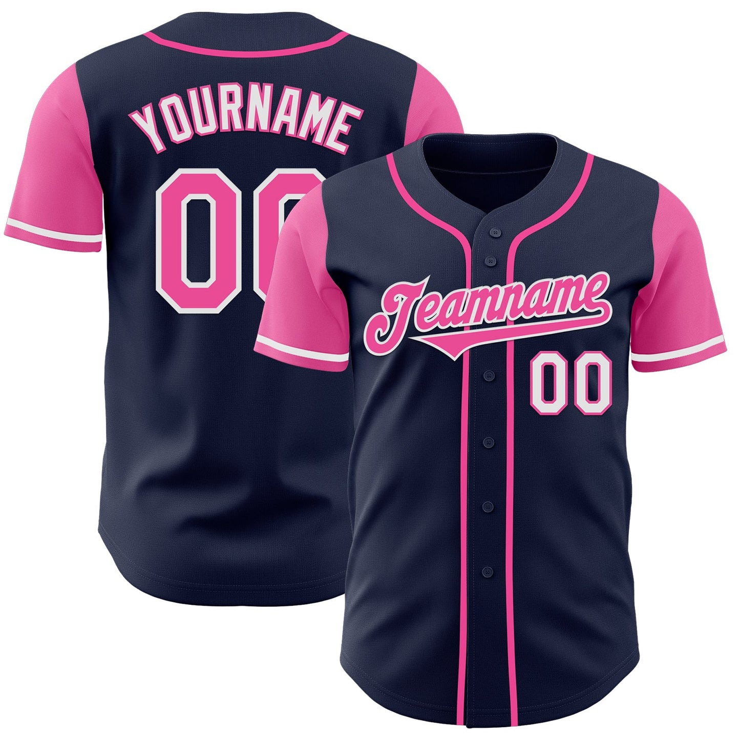 Custom Navy Pink-White Authentic Two Tone Baseball Jersey - Sky-Custom