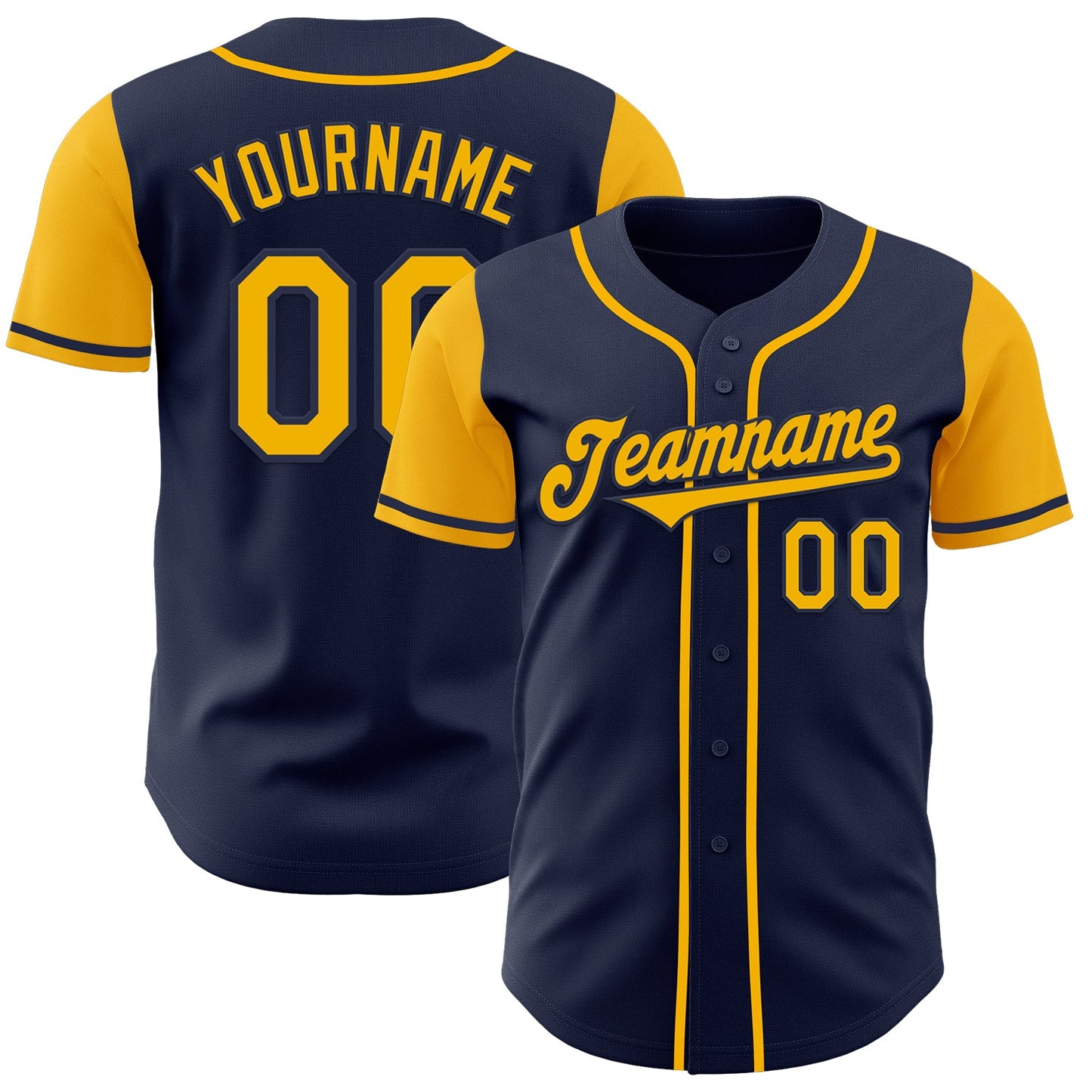 Custom Navy Gold Authentic Two Tone Baseball Jersey - Sky-Custom
