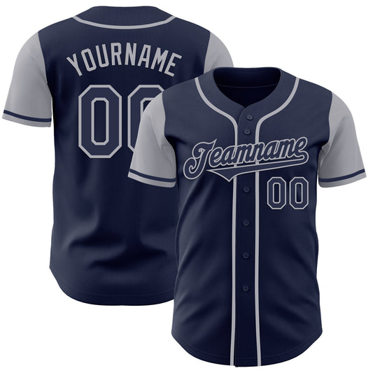 Custom Navy Gray Authentic Two Tone Baseball Jersey - Sky-Custom