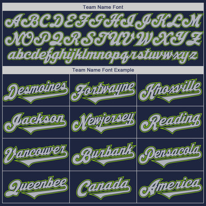Custom Navy Gray-Neon Green Authentic Two Tone Baseball Jersey - Sky-Custom