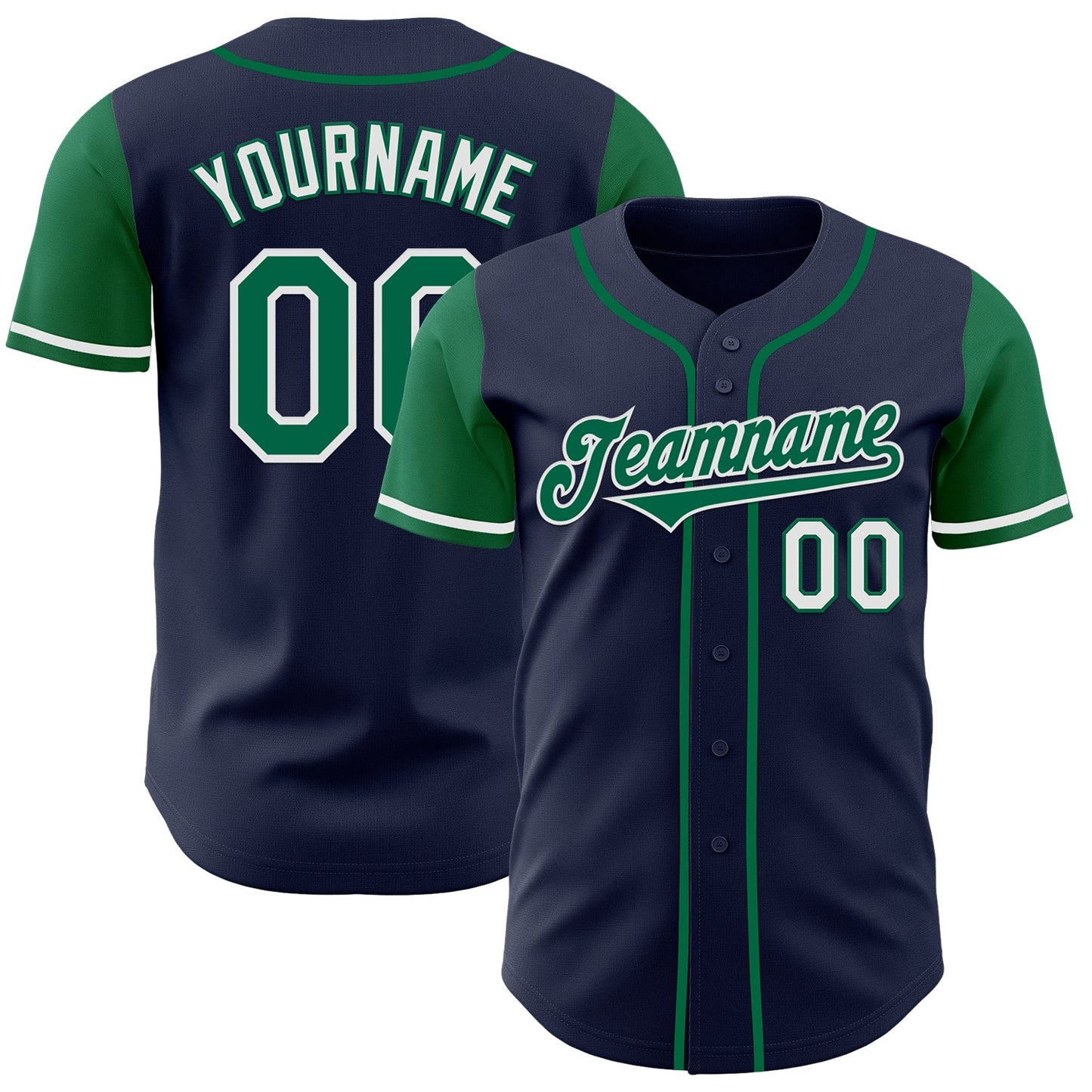 Custom Navy Kelly Green-White Authentic Two Tone Baseball Jersey - Sky-Custom