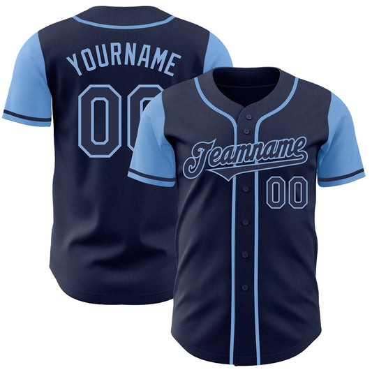 Custom Navy Light Blue Authentic Two Tone Baseball Jersey - Sky-Custom