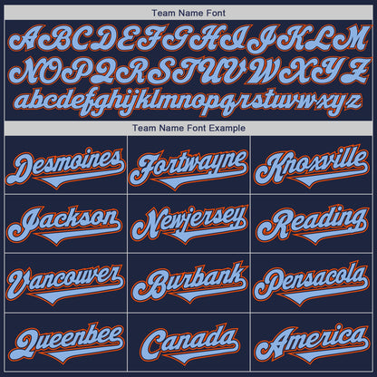 Custom Navy Light Blue-Orange Authentic Two Tone Baseball Jersey - Sky-Custom