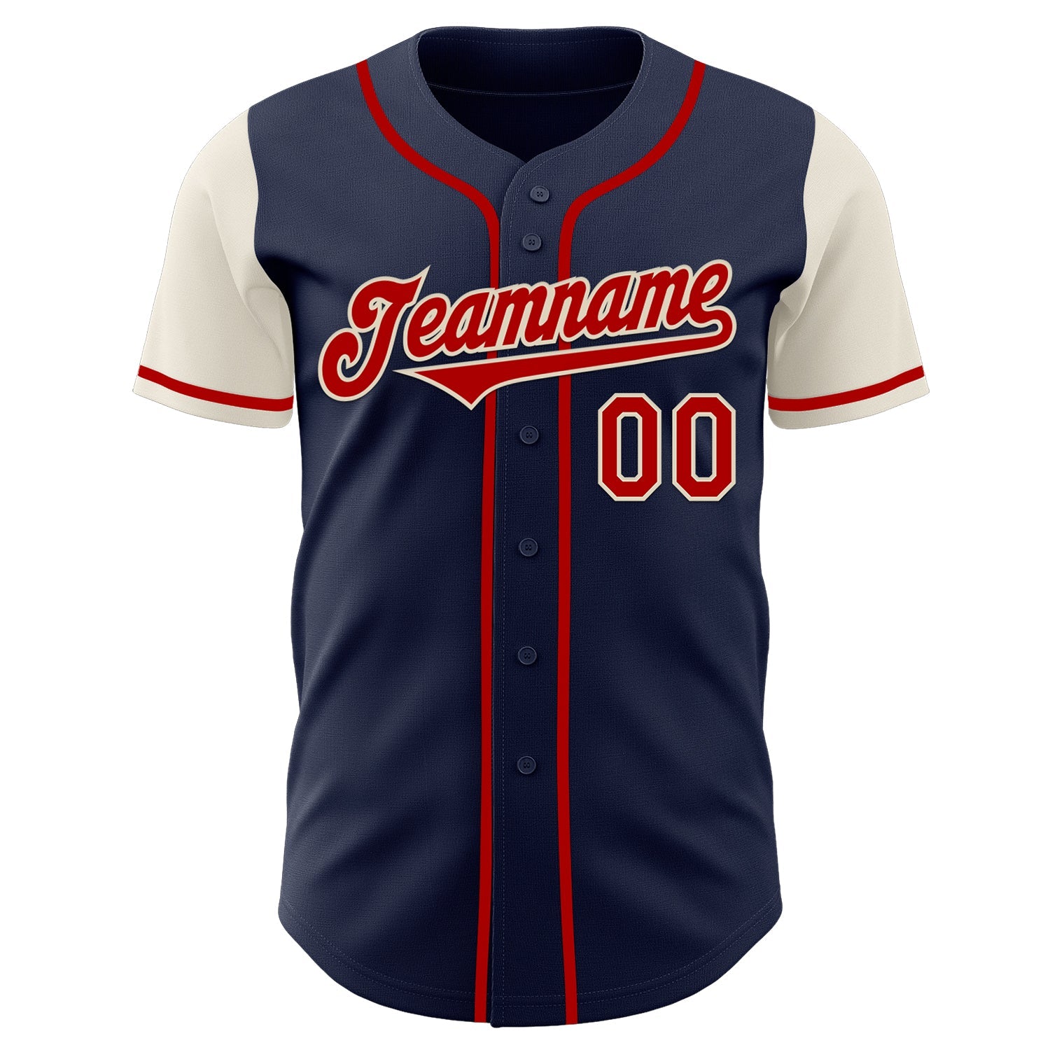 Custom Navy Red-Cream Authentic Two Tone Baseball Jersey - Sky-Custom