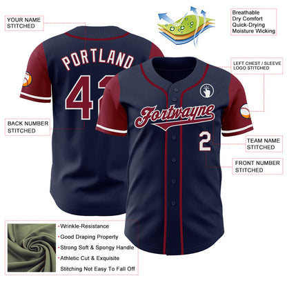 Custom Navy Crimson-White Authentic Two Tone Baseball Jersey - Sky-Custom
