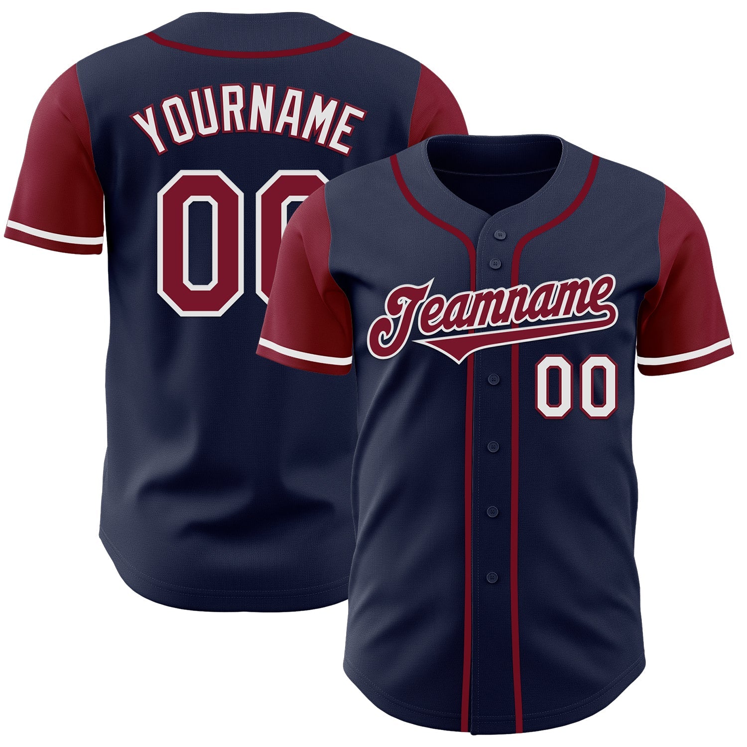 Custom Navy Crimson-White Authentic Two Tone Baseball Jersey - Sky-Custom