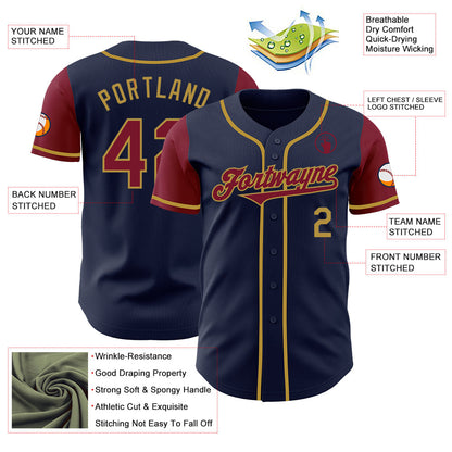 Custom Navy Crimson-Old Gold Authentic Two Tone Baseball Jersey - Sky-Custom