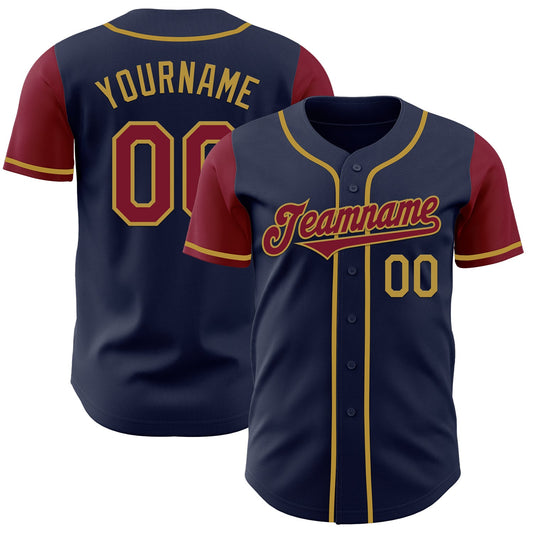 Custom Navy Crimson-Old Gold Authentic Two Tone Baseball Jersey - Sky-Custom