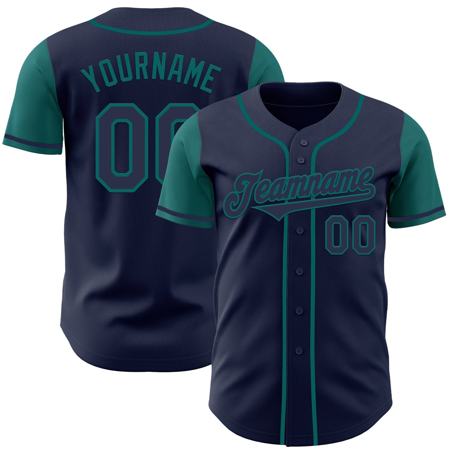 Custom Navy Teal Authentic Two Tone Baseball Jersey - Sky-Custom