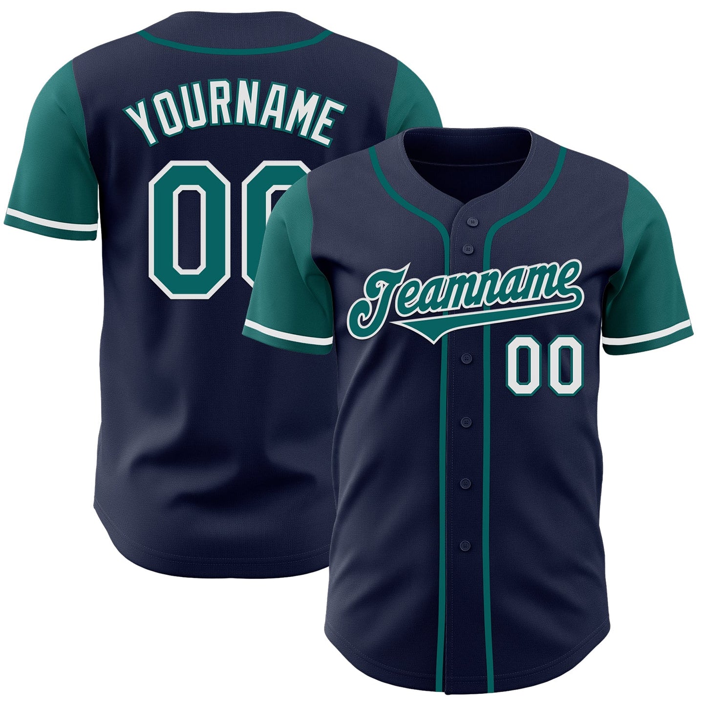 Custom Navy Teal-White Authentic Two Tone Baseball Jersey - Sky-Custom