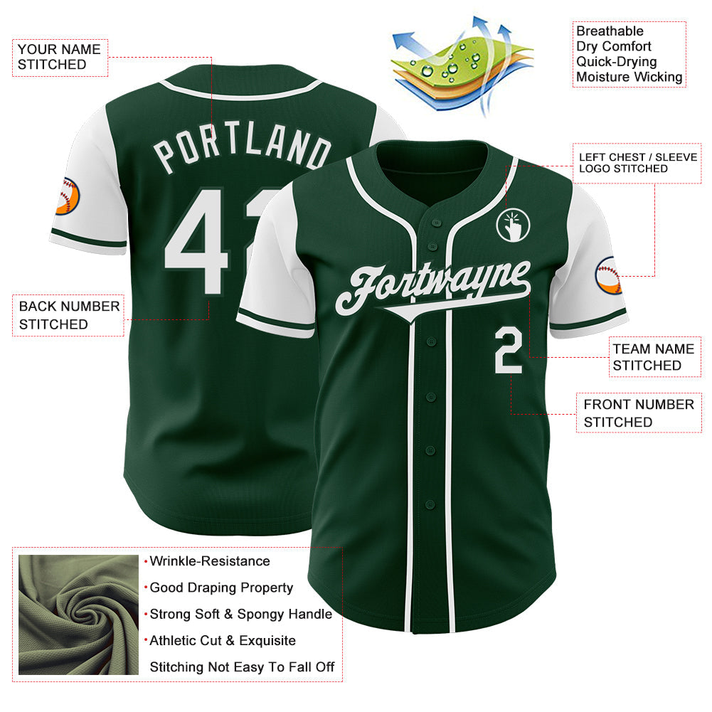 Custom Green White Authentic Two Tone Baseball Jersey - Sky-Custom