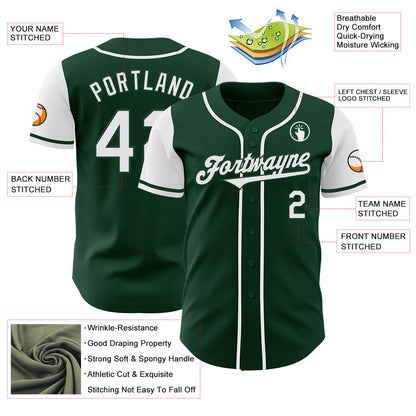 Custom Green White Authentic Two Tone Baseball Jersey - Sky-Custom