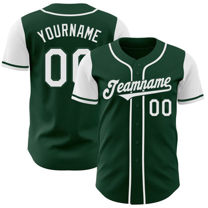 Custom Green White Authentic Two Tone Baseball Jersey - Sky-Custom