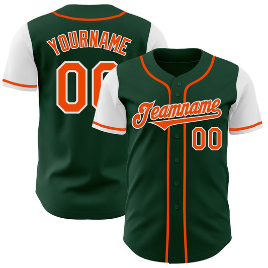 Custom Green Orange-White Authentic Two Tone Baseball Jersey - Sky-Custom
