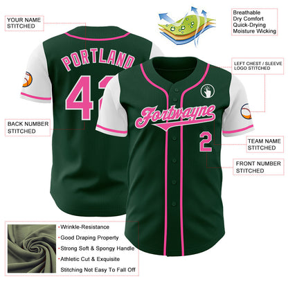 Custom Green Pink-White Authentic Two Tone Baseball Jersey - Sky-Custom
