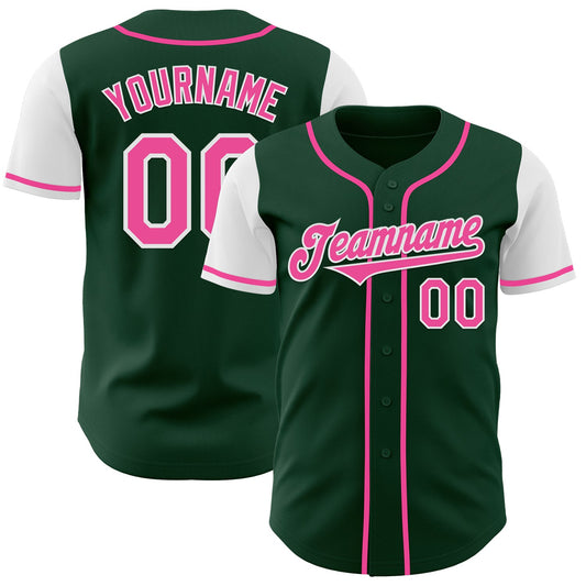 Custom Green Pink-White Authentic Two Tone Baseball Jersey - Sky-Custom