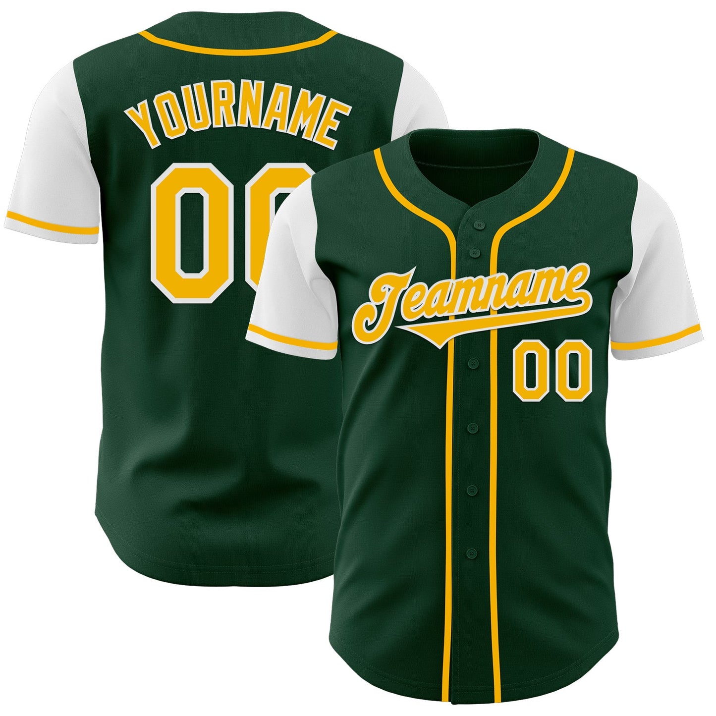 Custom Green Gold-White Authentic Two Tone Baseball Jersey - Sky-Custom