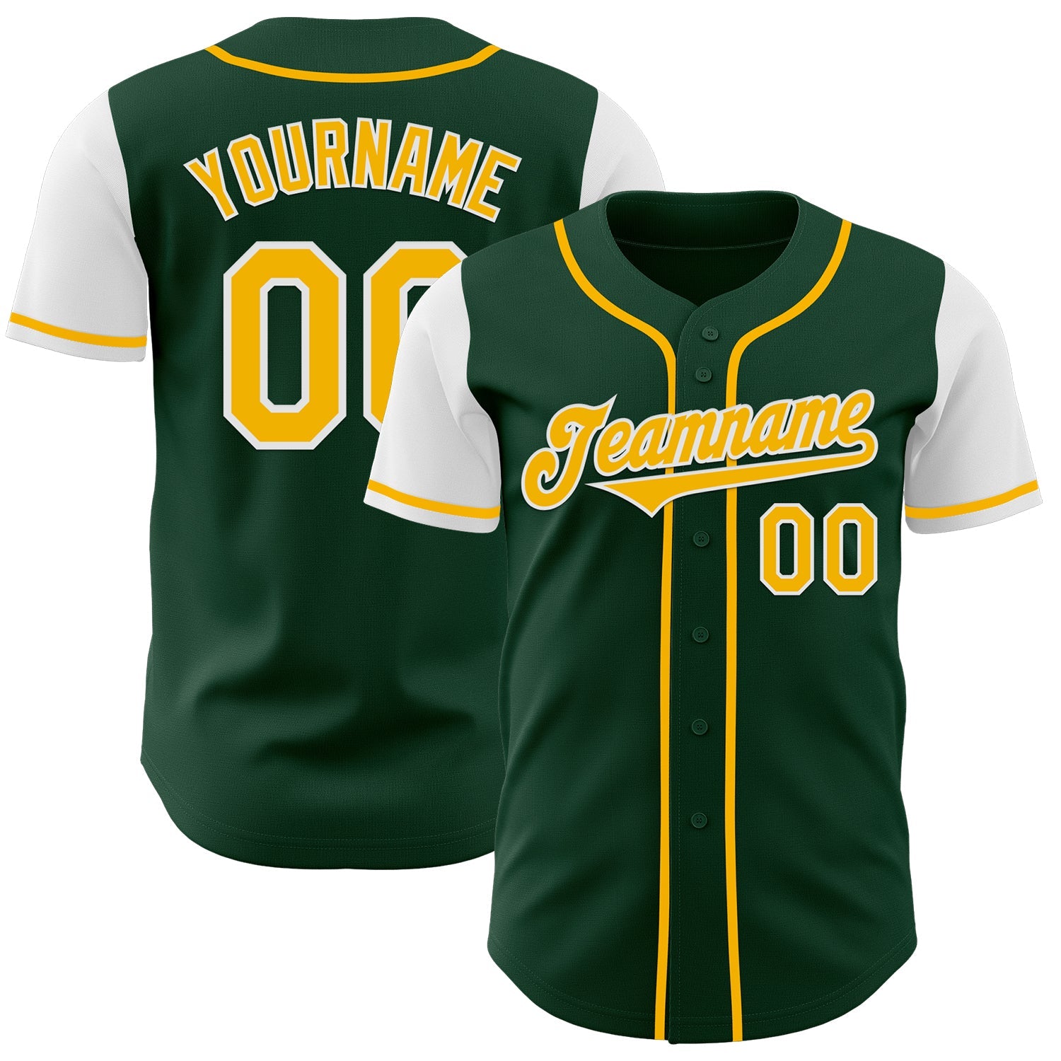 Custom Green Gold-White Authentic Two Tone Baseball Jersey - Sky-Custom
