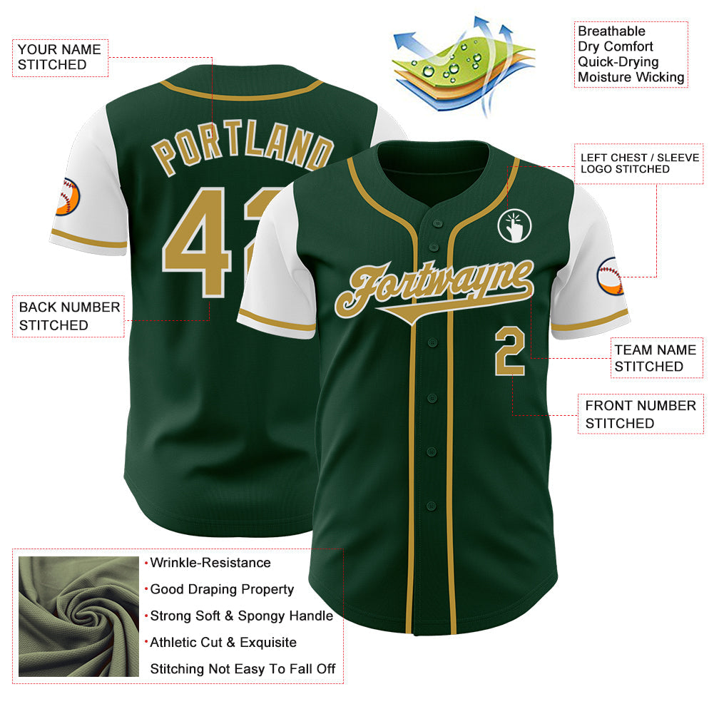 Custom Green Old Gold-White Authentic Two Tone Baseball Jersey - Sky-Custom