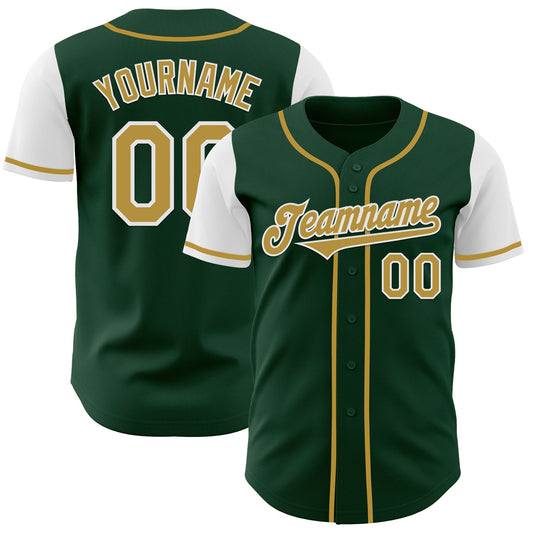 Custom Green Old Gold-White Authentic Two Tone Baseball Jersey - Sky-Custom