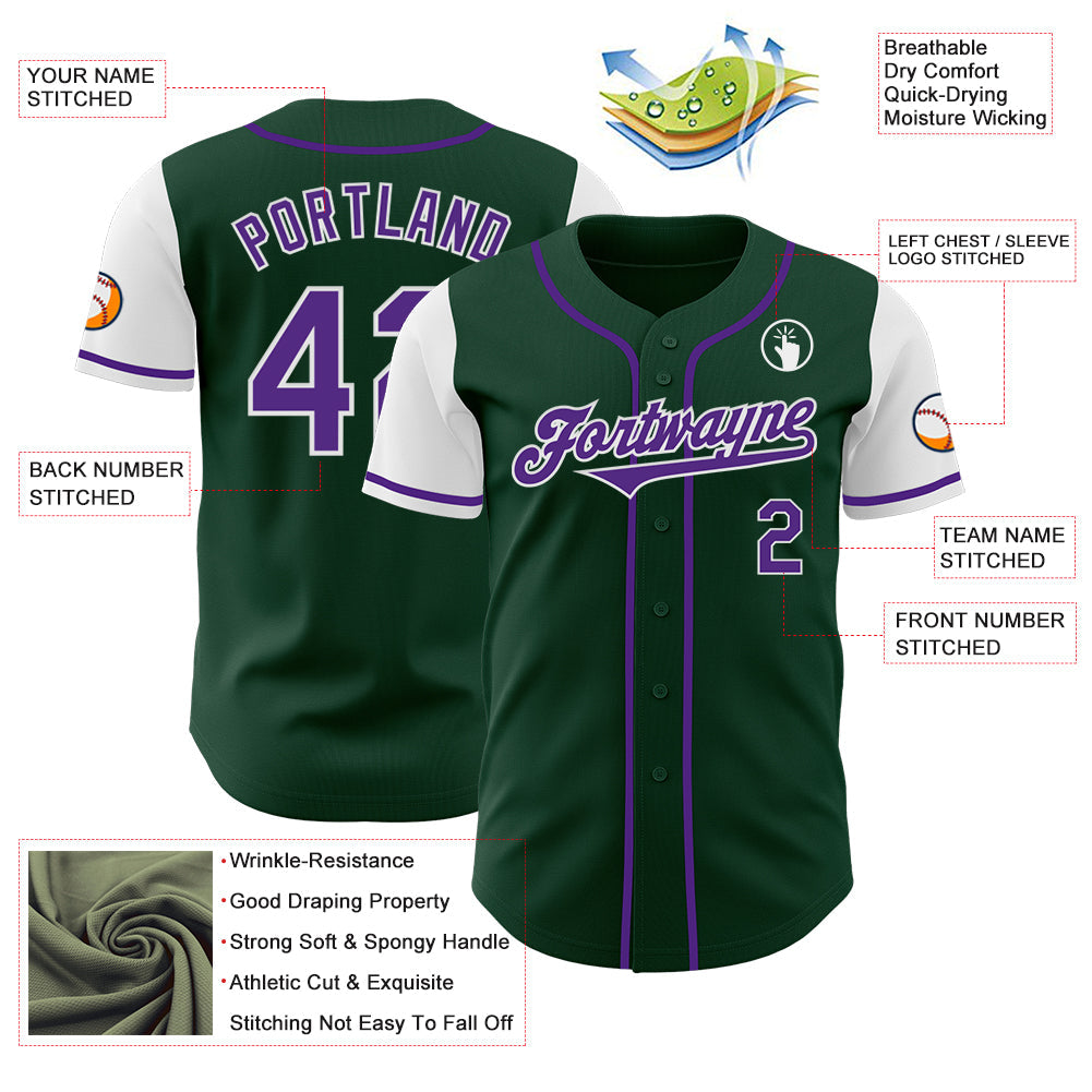 Custom Green Purple-White Authentic Two Tone Baseball Jersey - Sky-Custom