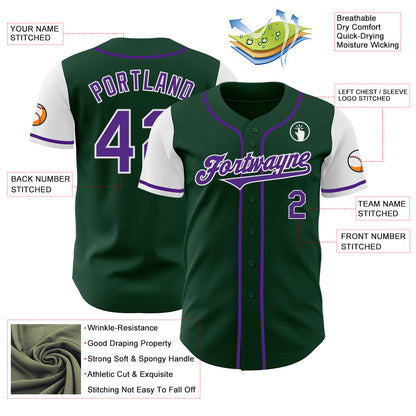 Custom Green Purple-White Authentic Two Tone Baseball Jersey - Sky-Custom