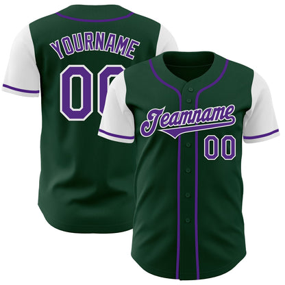 Custom Green Purple-White Authentic Two Tone Baseball Jersey - Sky-Custom