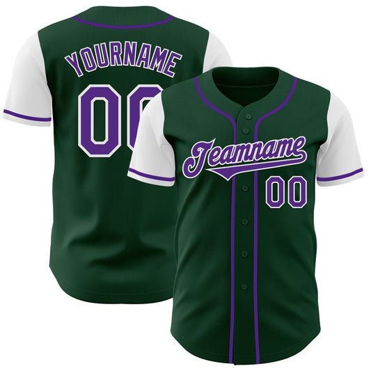 Custom Green Purple-White Authentic Two Tone Baseball Jersey - Sky-Custom