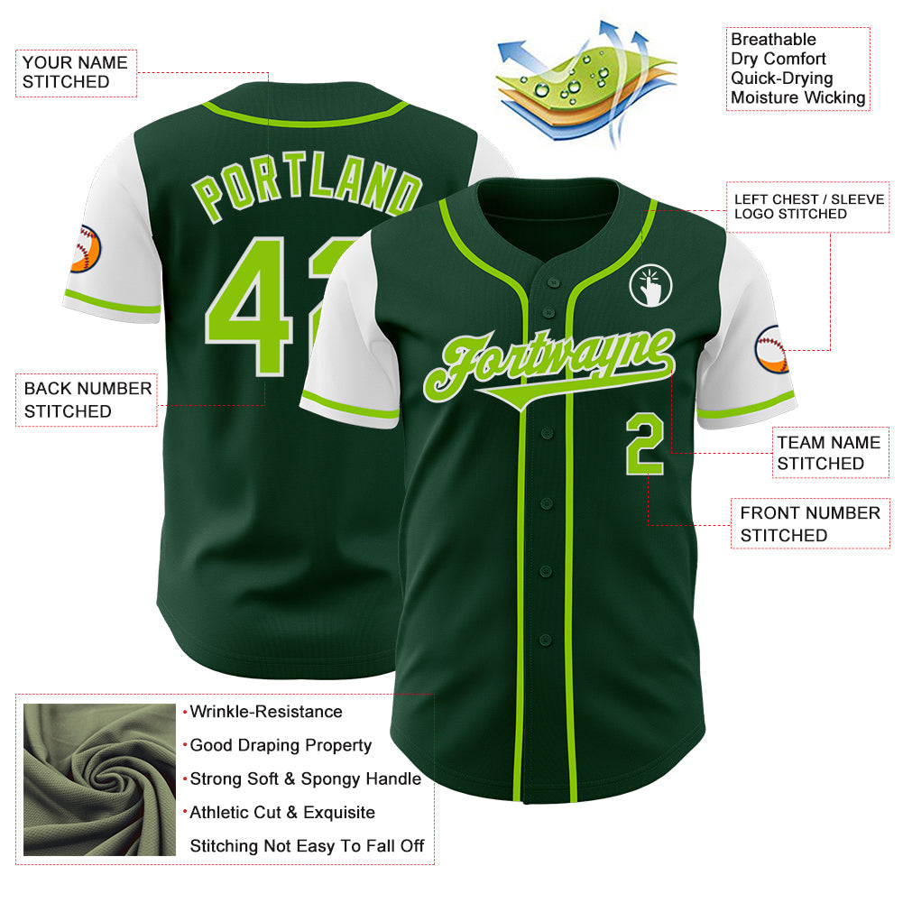 Custom Green Neon Green-White Authentic Two Tone Baseball Jersey - Sky-Custom