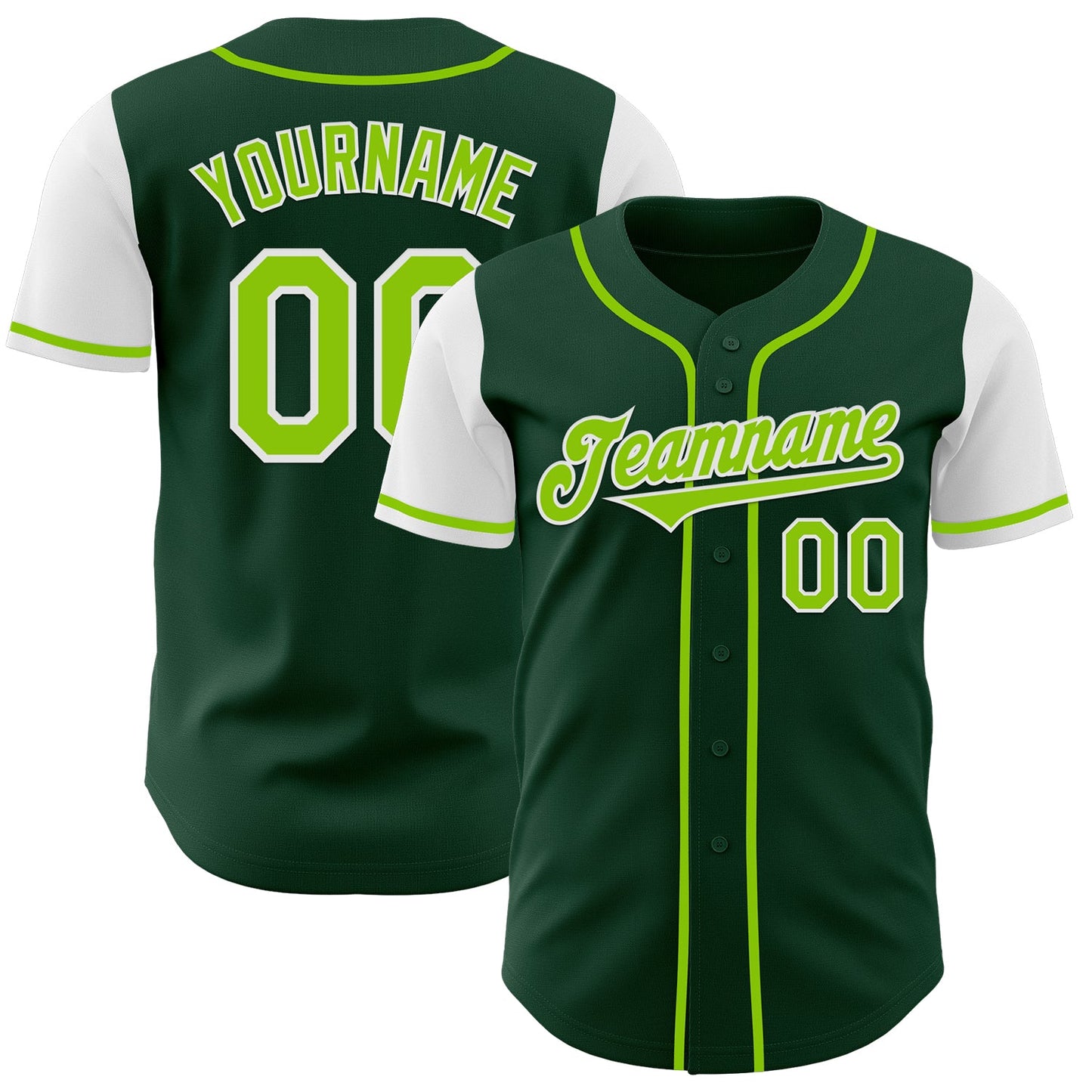 Custom Green Neon Green-White Authentic Two Tone Baseball Jersey - Sky-Custom