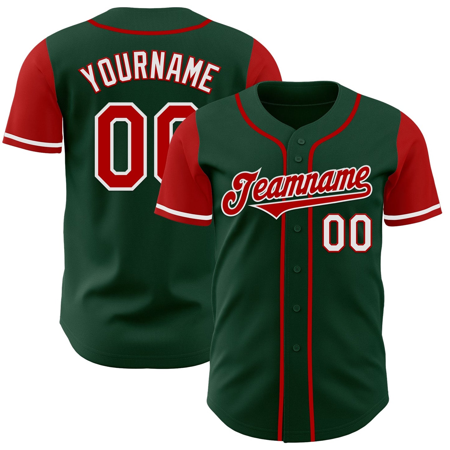 Custom Green Red-White Authentic Two Tone Baseball Jersey - Sky-Custom